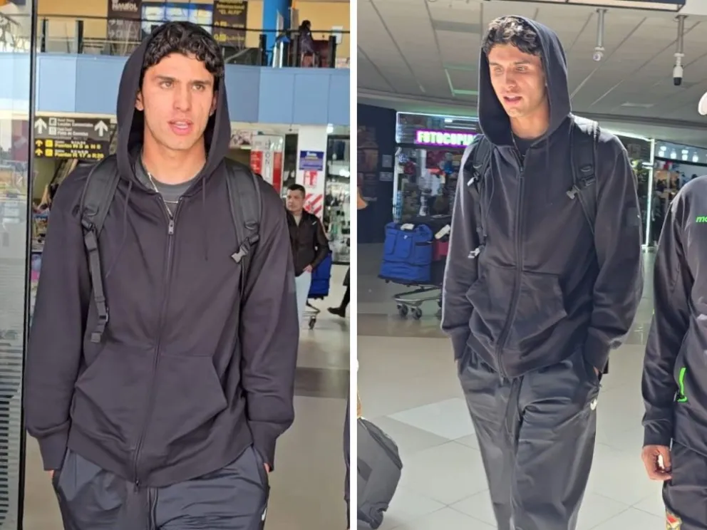 Efráin Morales, uno de los nuevos convocados a la  selección nacional, en la terminal aérea de El Alto. Fotos. Sports 360