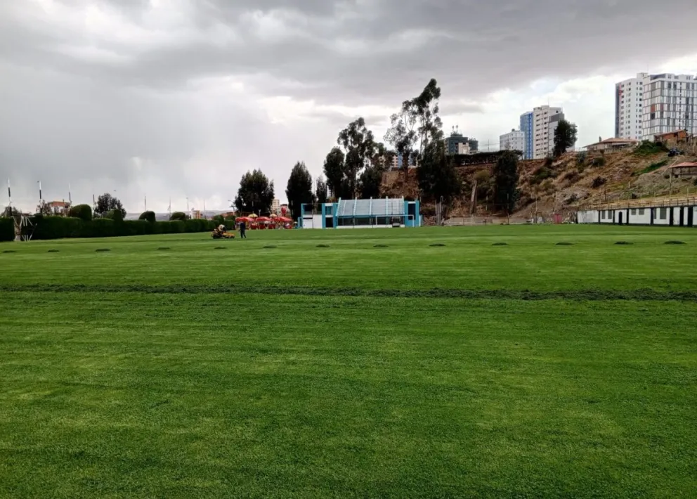 Así se encuentra el campo de juego del estadio Mariscal Braun Foto: FBF