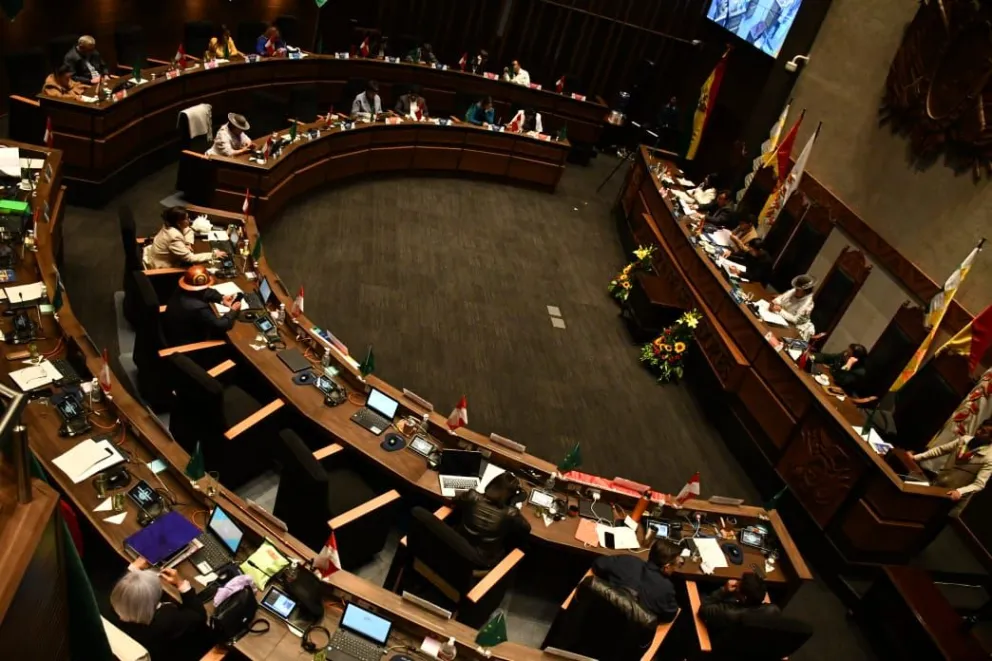 La sesión en la que se reeligió a Rodríguez, este miércoles, en el Senado. Foto: APG