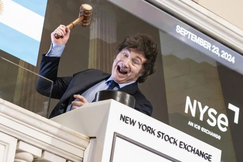  Javier Milei, durante su visita a la Bolsa de Nueva York. Foto: EFE