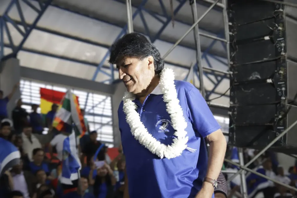 Evo Morales durante un acto del MAS. Foto: APG