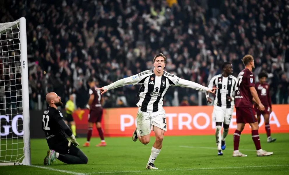 Kenan Yildiz inicia el festejo después de anotar el segundo gol de la "Juve". Foto: club Juventus