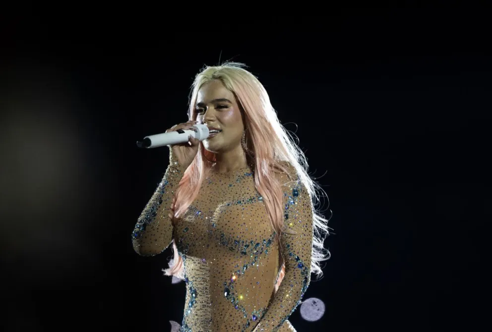 Foto de archivo de la cantante colombiana Karol G durante su 'Mañana será bonito tour', el Estadio Olímpico de Santo Domingo (República Dominicana). Foto: EFE