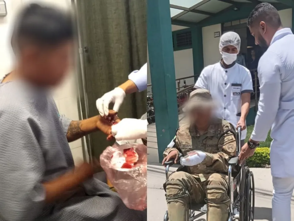 Fotos del soldado herido que compartió Novillo en la red X.