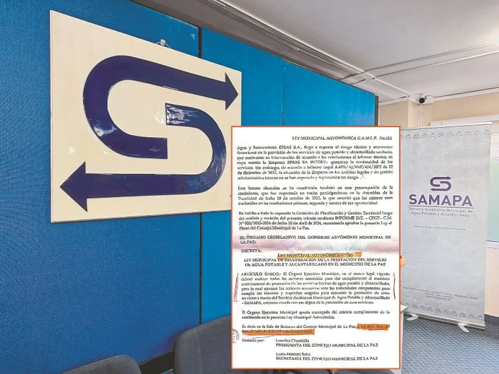 La Alcaldía promulgó la Ley 525 para que Samapa reemplace a Epsas en el servicio de agua. Foto: Carlos Quisbert / Visión 360