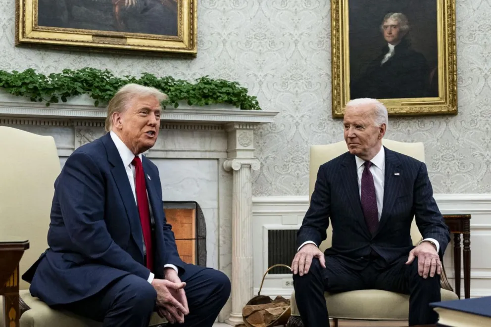 El presidente de EEUU, Joe Biden, y el presidente electo Donald Trump, durante una reunión en la Oficina Oval de la Casa Blanca. Foto: EFE
