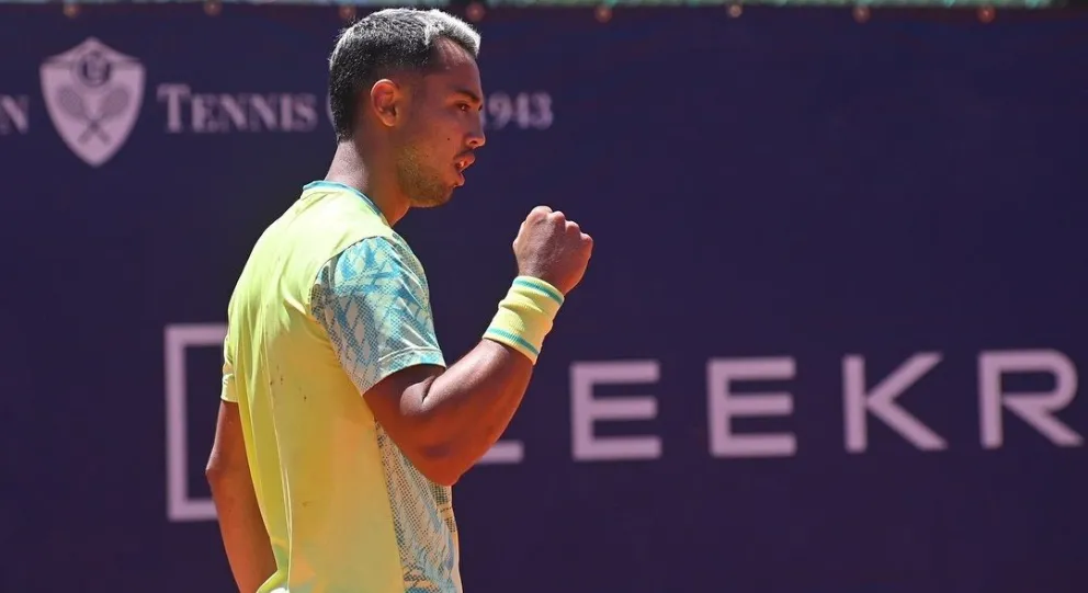 Hugo Dellien celebra por su triunfo. Foto: Uruguay Open.