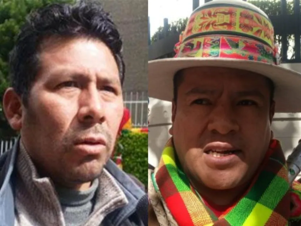 Humberto Claros, de la Confederación Sindical Única de Trabajadores Campesinos de Bolivia (CSUTCB), y Ramiro Cucho, del Consejo de Ayllus y Markas del Qullasuyu (Conamaq). Foto: Composición.