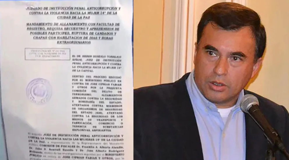 La orden de allanamiento del domicilio del exministro Juan Ramón Quintana