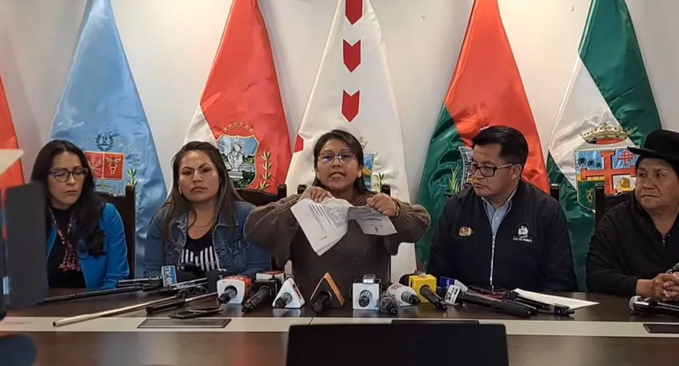 Los legisladores evistas, en conferencia de prensa. Foto: Captura de video