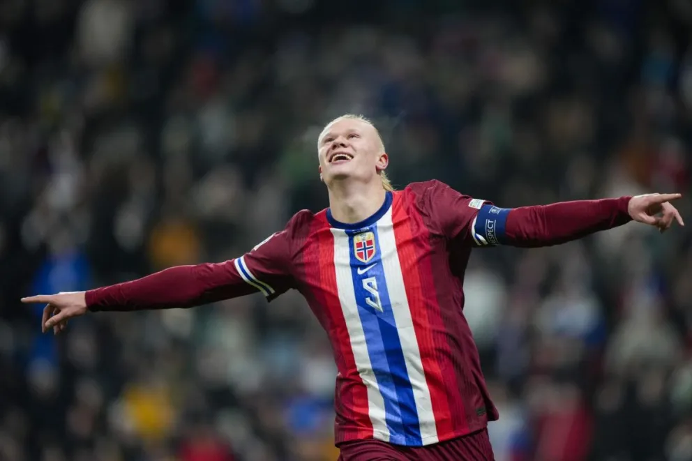 Haaland celebra su gol sobre Eslovenia. Foto: EFE.
