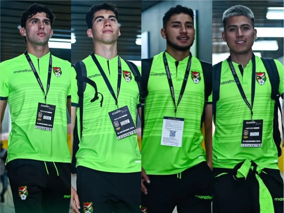 Efraín Morales (izq.), Óscar López, Carlos Sejas y Gabriel Sotomayor, los cuatro jóvenes que hicieron su debut. Fotos: FBF