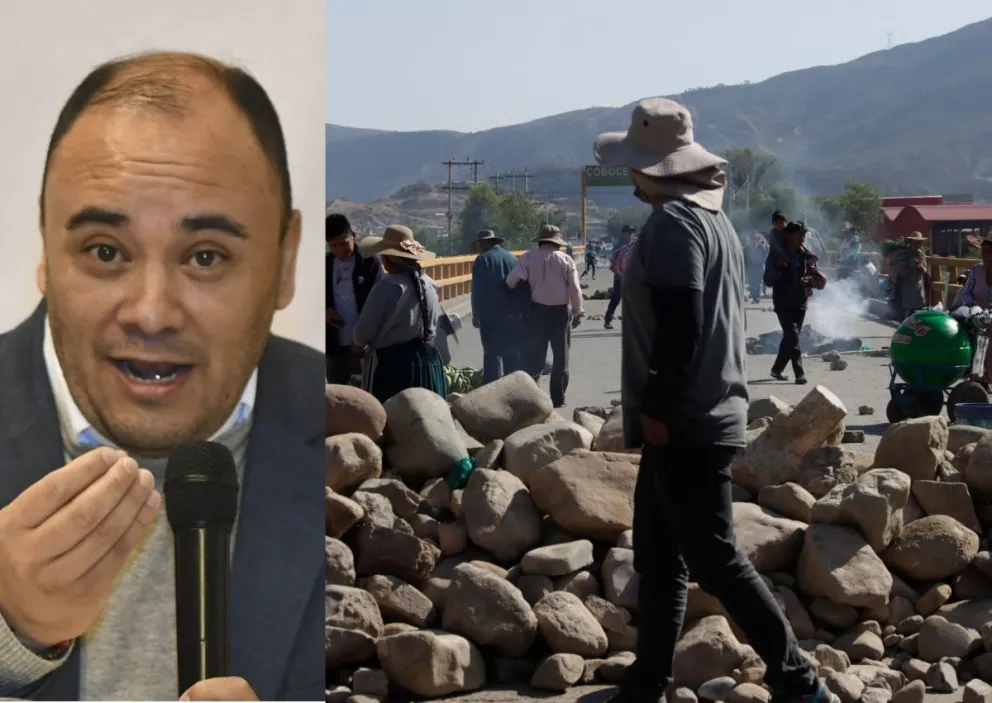 El vocal del TSE, Gustavo Ávila, y un punto de bloqueo en Parotani. Foto: TSE y APG 