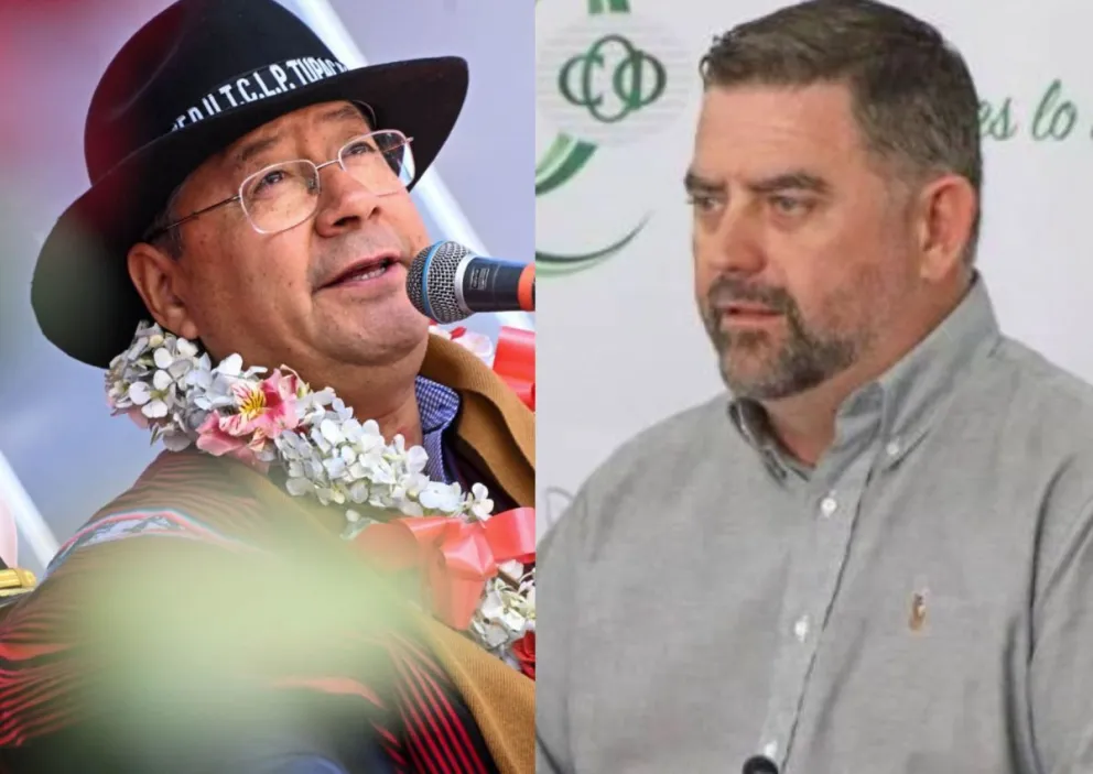 El presidente Luis Arce y Klaus Frerking, presidente en ejercicio de la CAO. Foto: RRSS de Arce y CAO