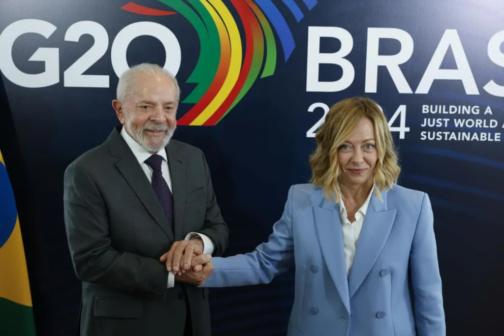 Lula con la primera ministra de Italia, Giorgia Meloni, en la previa del G20. Foto: EFE