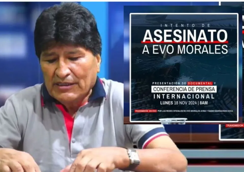 Evo Morales durante la presentación del documental, este lunes. Foto: Captura de video