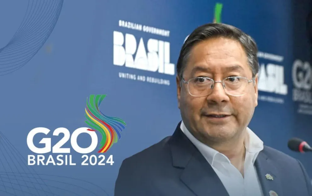 El presidente Luis Arce brinda conferencia de prensa en Río de Janeiro. Foto: RRSS de Arce 