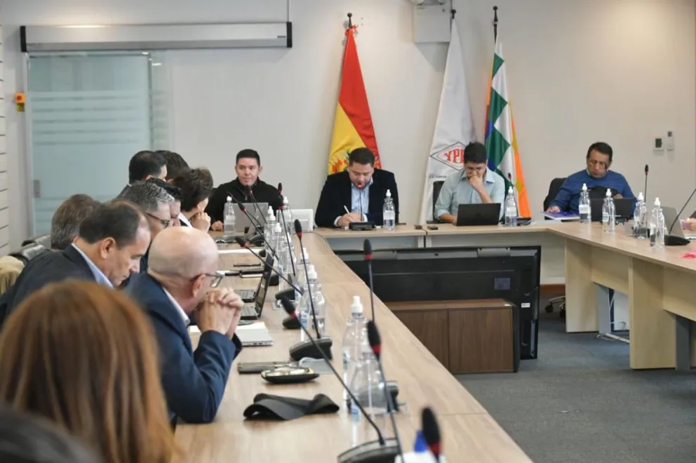 La reunión entre el Gobierno y los empresarios para tratar la importación, ayer, lunes. Foto: Ministerio de Hidrocarburos