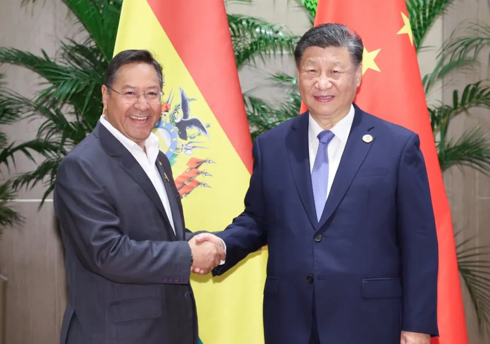 Los presidentes de Bolivia y China, este martes en Río de Janeiro. Foto: @SpokespersonCHN