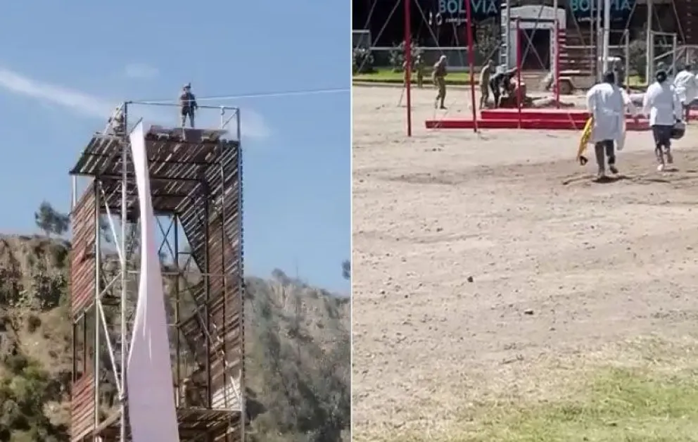 Imágenes del hecho ocurrido en 2023 cuando los dos cadetes cayeron al realizar el salto de la muerte. Foto: Archivo