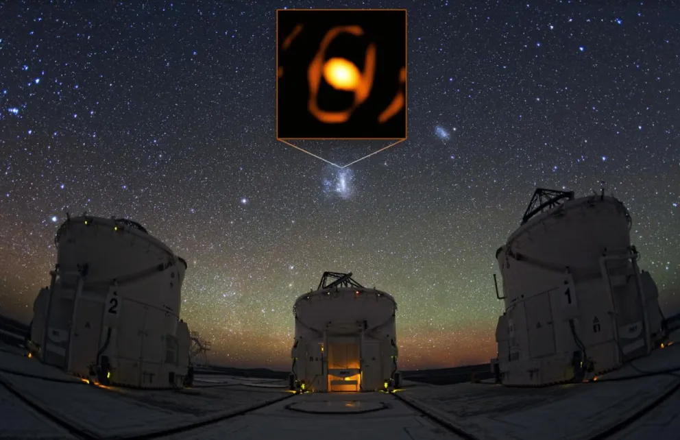 El instrumento GRAVITY del Interferómetro del Very Large Telescope (VLTI) del Observatorio Europeo Austral (ESO), consiguió tomar una imagen en primer plano de la estrella gigante WOH G64. Foto: EFE
