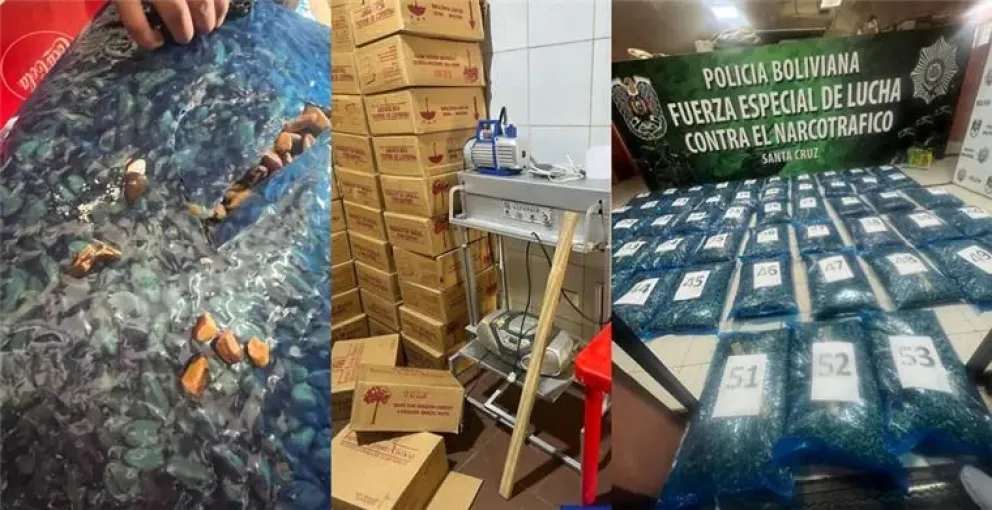 Las almendras eran perforadas para introducirles cocaína. Foto: Fiscalía.