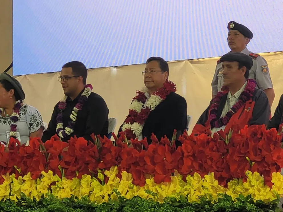 Luis Arce en la inauguración del congreso, este lunes en Tarija. Foto: PLUS TLT Tarija