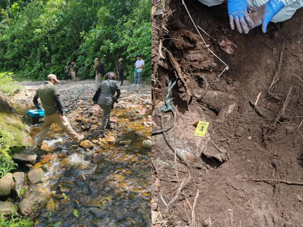 Imágenes que publicó el ministro de Gobierno este lunes, del hallazgo del cuerpo. Foto: @EDelCastilloDC