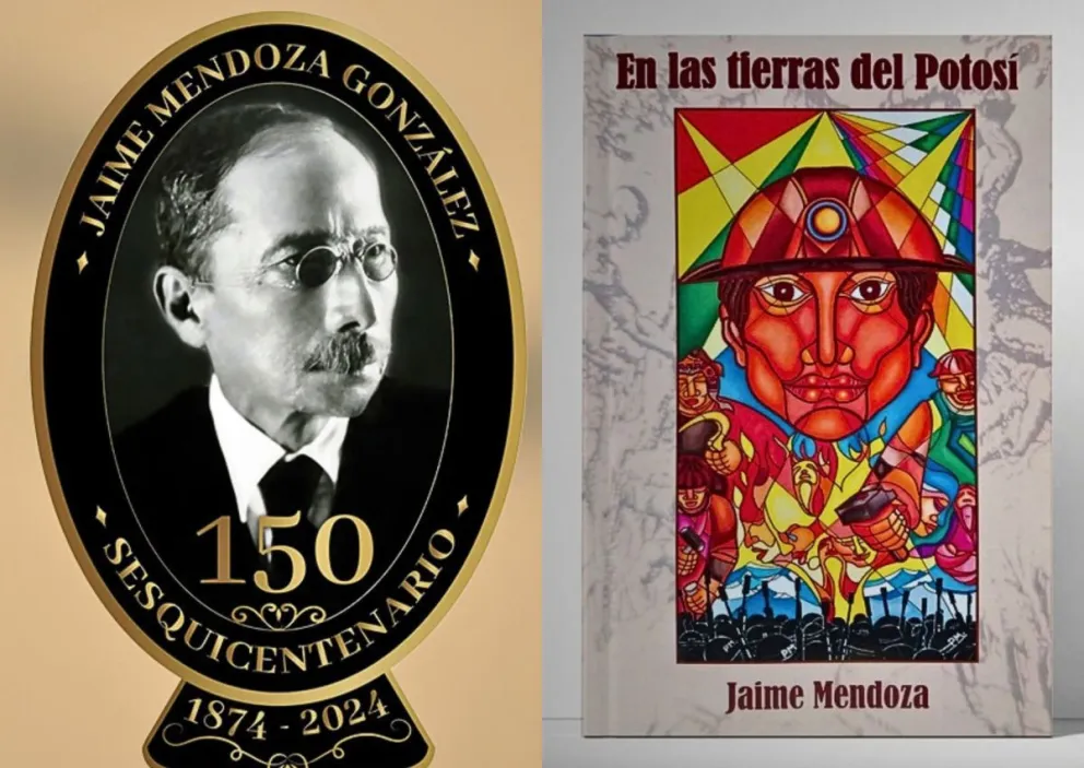 Mendoza y la portada del libro. Fotos: Ahora El Pueblo y ABI 