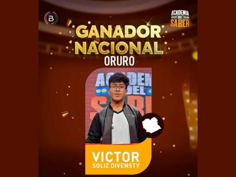 Víctor Soliz Divensty es el estudiante ganador del concurso nacional. Foto: Bolivia Tv