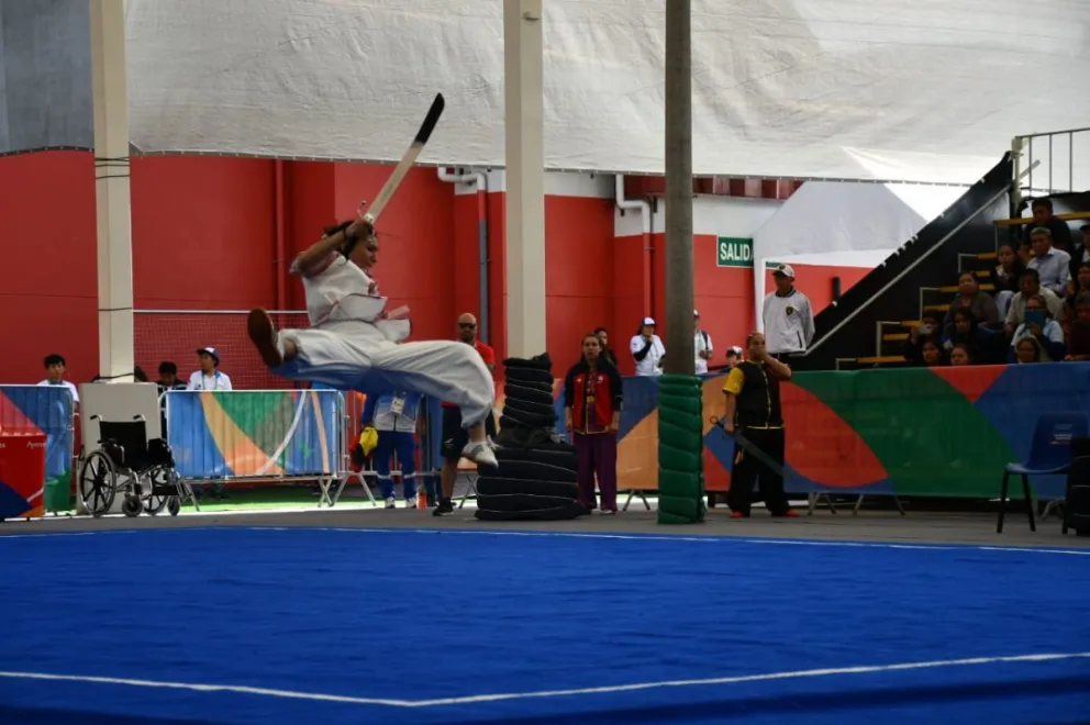 Miranda hace su presentación durante su prueba del wushu. Foto: COB.