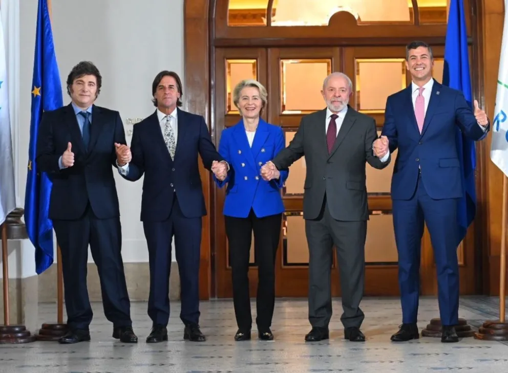 Ursula von der Leyen junto a Lula, Milei, Peña y Lacalle Pou. Foto: UE 
