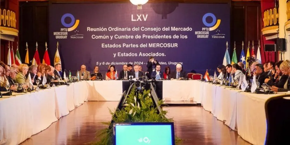 El presidente Luis Arce intervino en la Cumbre de Presidentes del Mercosur, este viernes. Foto ABI