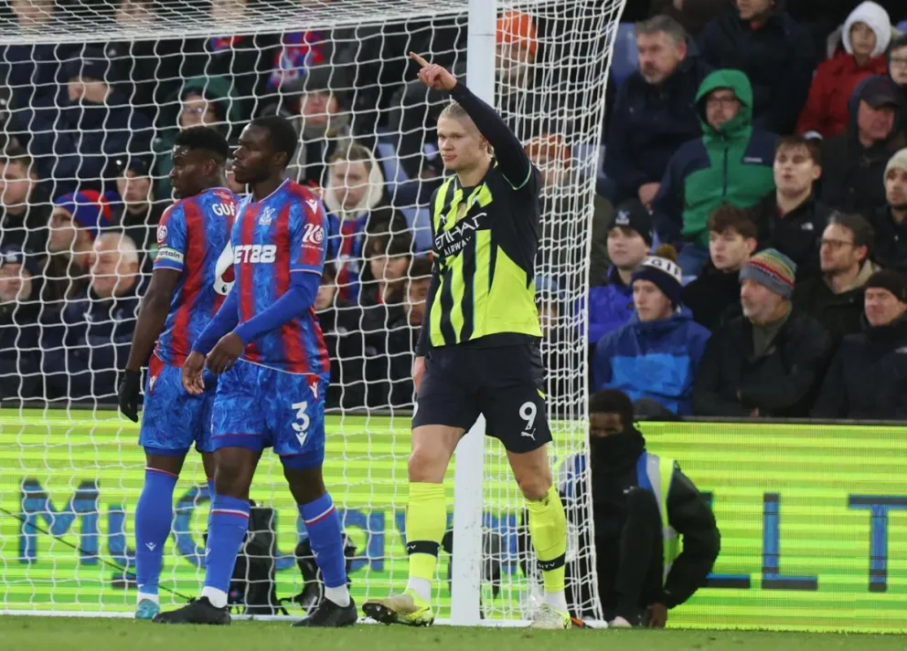 El noruego Erling Haaland, del Manchester City, celebra el 1-1 durante el partido ante el Crystal Palace. Foto: EFE