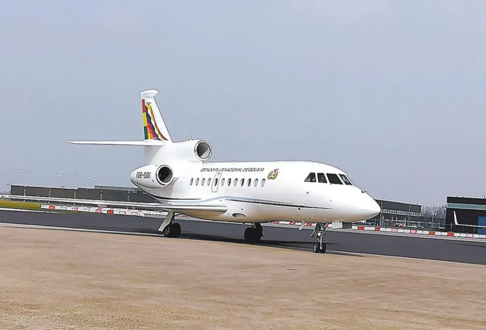 El avión Falcón que fue adquirido en la gestión del expresidente Evo Morales. Foto Abi