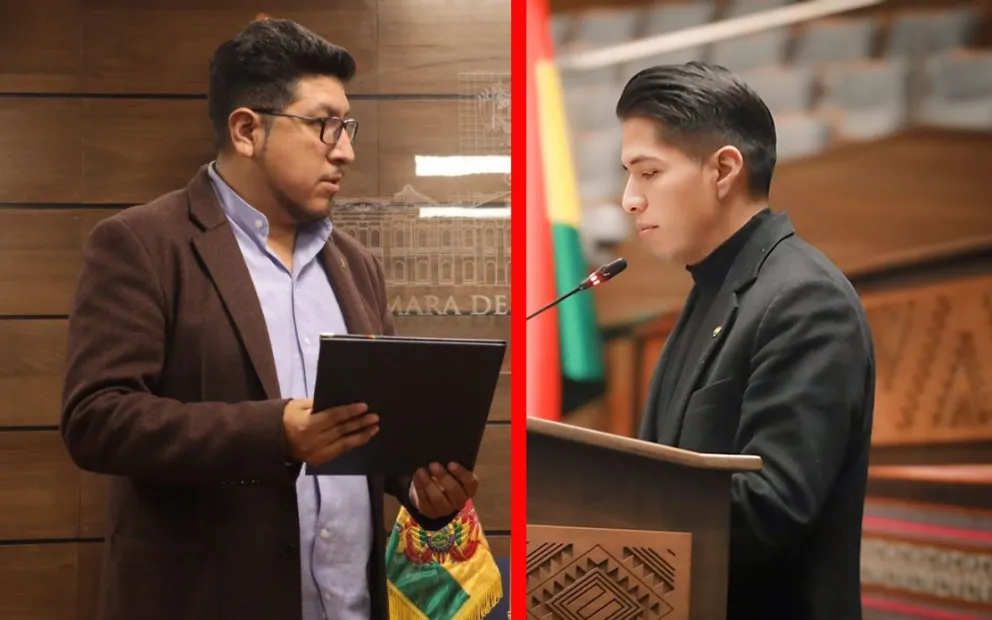 Los presidentes de las Cámara de Diputados, Omar Yujra, y el Senado, Andrónico Rodríguez. Foto: ALP