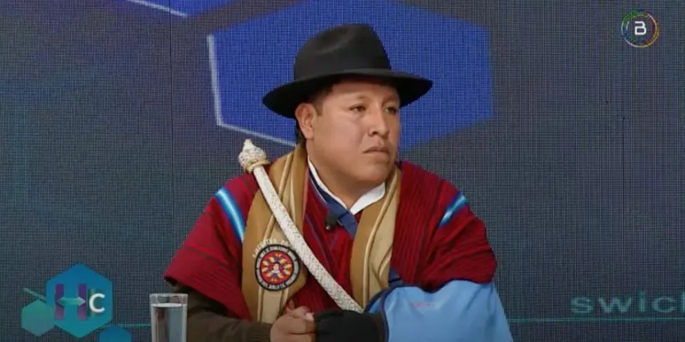 Javier Alejo, dirigente de una facción de la Federación de Trabajadores Campesinos de La Paz Túpac Katari. Foto: Bolivia Tv