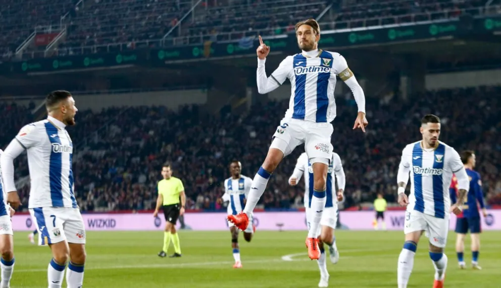 El defensa del Leganés Sergio González celebra su gol. Foto: EFE.