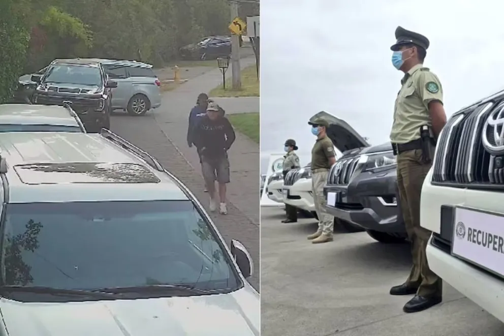 Los vehículos de alta gama que pretendían ser sacados de Chile rumbo a Bolivia. Foto: La Cuarta de Chile.