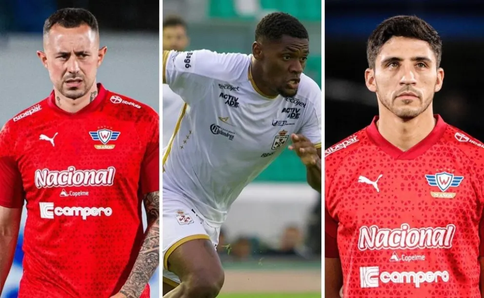 Rodrigo Amaral (izq.), Efmamj González y Martín Chiatti, los tres jugadores que están en la mira de The Strongest.