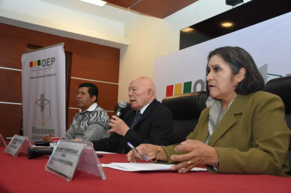  Oscar Hassenteufel, presidente del TSE y otros vocales, este viernes. Foto: APG