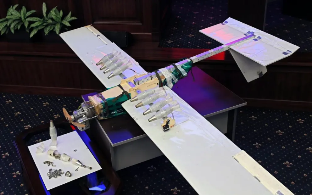 Un dron expuesto en el ministerio ruso de Defensa en una imagen de archivo. Foto: EFE