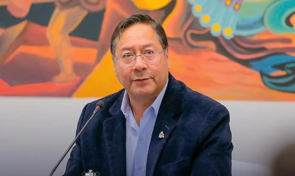 Luis Arce durante el mensaje que emitió este lunes. Foto: Viceministerio de Comunicación 