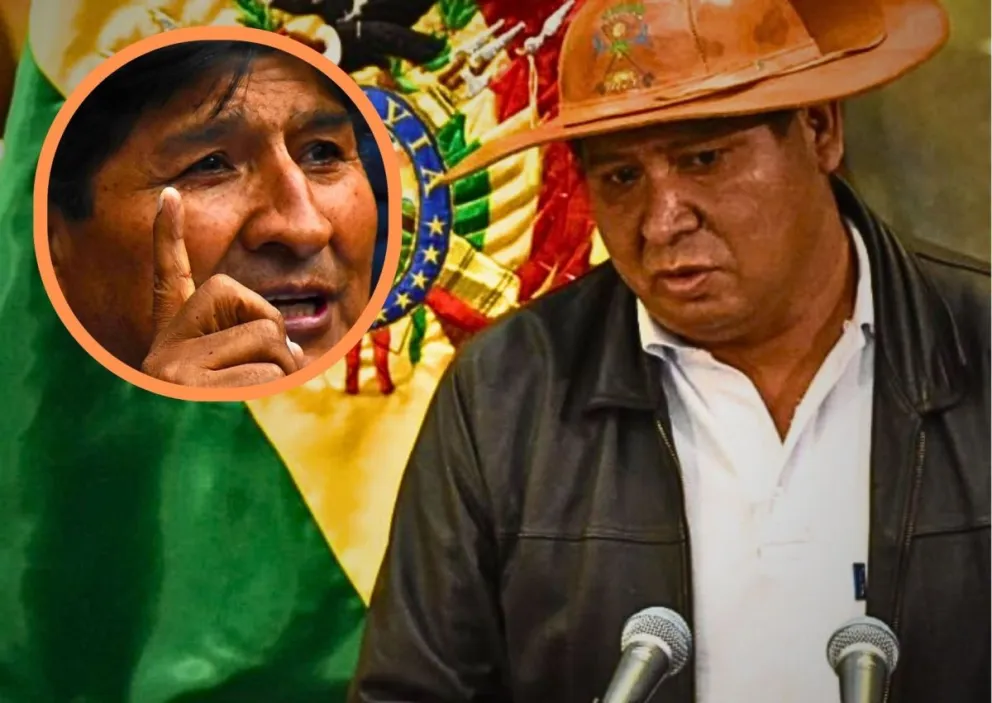 El presidente de Cidob, Justo Molina, en una imagen de archivo, y Evo Morales. Fotos: ABI y APG 