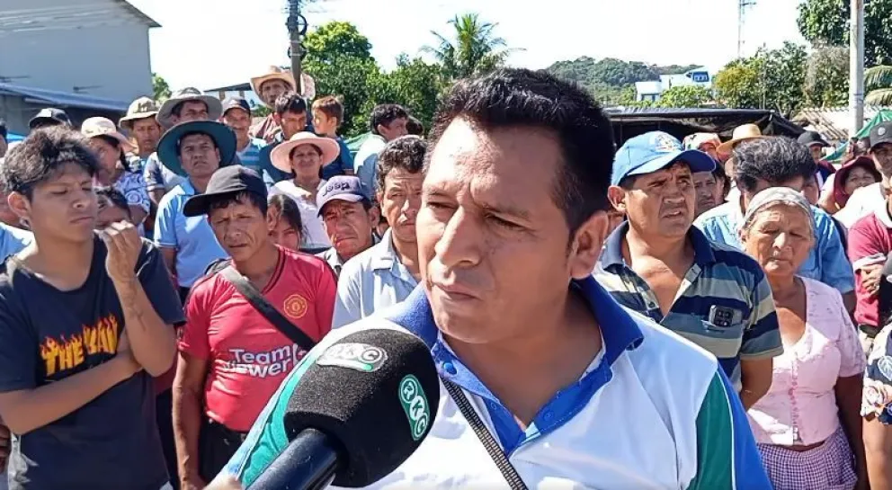 El dirigente cocalero Isidro Auca, en sus declaraciones de este martes. Foto: Captura de video