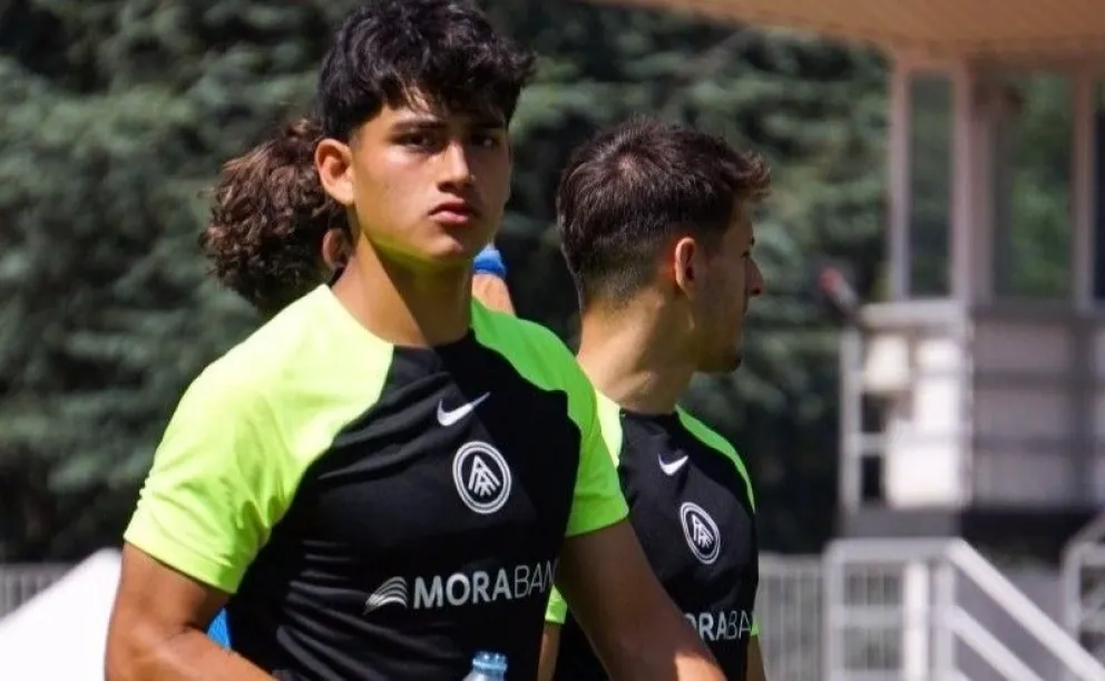 Mark Patrick Rodríguez en una práctica del Andorra FC, donde estuvo en 2023. 