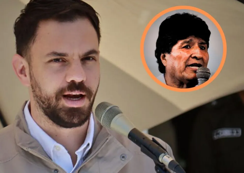 El ministro de Gobierno, Eduardo Del Castillo, en una imagen de este viernes, y Evo Morales. Foto: APG y RRSS de Morales