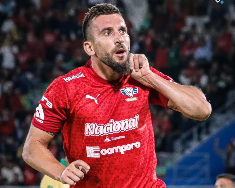 Santiago Echeverría festeja un gol para Wilstermann en la temporada 2024. Foto: club Wilstermann