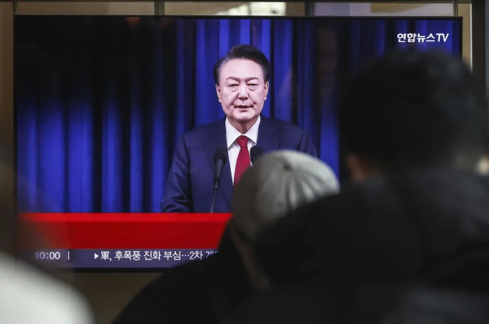 Una transmisión en vivo del presidente de Corea del Sur, Yoon Suk Yeol. Foto: EFE