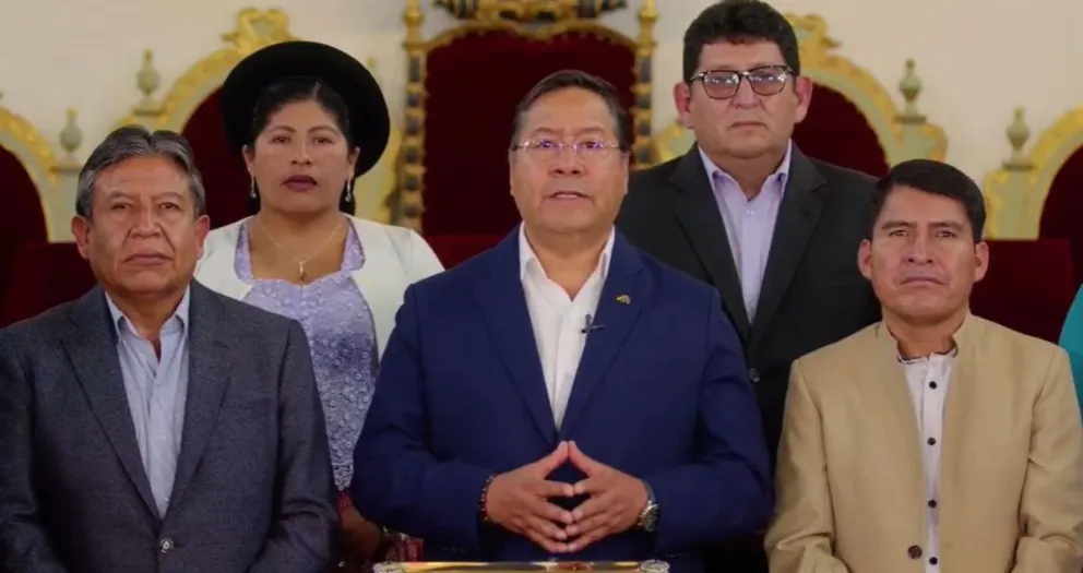 El presidente Luis Arce emite un mensaje a los bolivianos. Foto: captura Facebook Lucho Arce